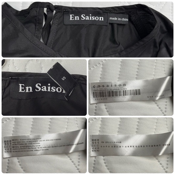 En Saison Black Poplin Scalloped Ruffle Tie Babydoll Mini Dress Small - Picture 9 of 11